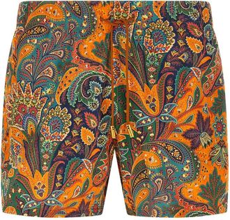 Etro Beachwear, male, Orange, XL, Paisley Swimsuit