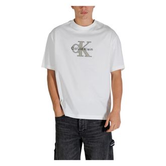 Calvin Klein Jeans T-Shirts, male, White, Size: XL Monologo Relaxed T-Shirt