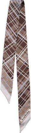 Acne Studios Volta Bandeau Check Skinny Organic Silk Scarf in Grey/brown at Nordstrom