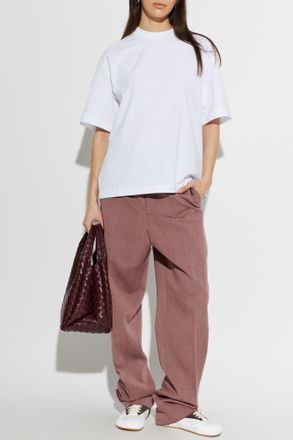 Bottega Veneta T-shirt With Embroidered Logo, Womens, White