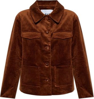 Ganni Corduroy Blazer - Dames - Zomerjassen - Bruin - S - Katoen - Jassen