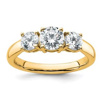 Diamond2Deal 14k Gold Lab Grown Diamond 3-Stone Wedding Band Ring 1.5Ct Clarity- VS Color- D-E