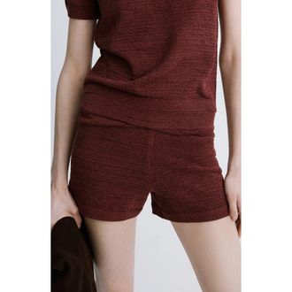 Mango Fitted Knit Shorts in Burnt Orange at Nordstrom, Size Medium