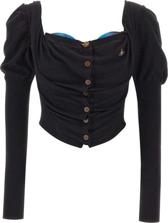 Vivienne Westwood Bea Corset Cardigan - Dames - Vesten - Zwart - M - Katoen - Truien & Vesten
