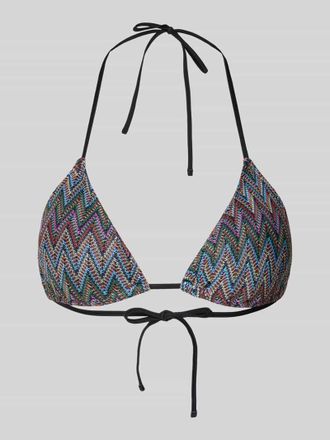 Pieces Bikini-Oberteil mit Allover-Muster in Black, Gr&ouml;&szlig;e XL