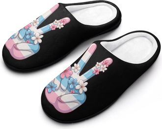 Generic Transgender Peace Sign Womens Slippers Winter Warm House Shoes Indoor Outdoor Hotel Slipper