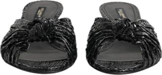 Dolce & Gabbana Black Leather Heels Slides Sandals Womens Shoes