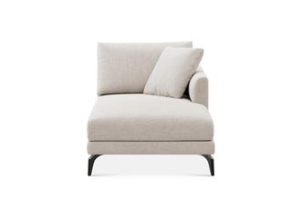 Castlery Lena Right Chaise Sofa Customized, Performance Linen Weave, Light Grey, Matte Black Legs, Spill Resistant, Removable Covers for Castlery Sofas