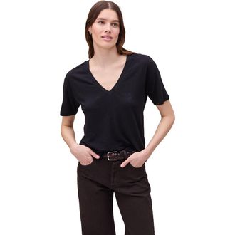 Richer Poorer Inc. The Linen Jersey V Neck Tee in Black at Nordstrom, Size X-Small