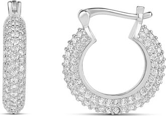 SHYMI Small Pav&eacute; Hoop Earrings - 14K Gold Filled, Rhodium Plated, Cubic Zirconia Detailing, Lightweight, Day to Night