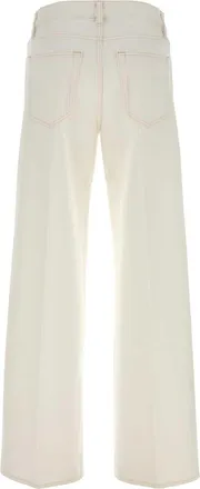 Frame Denim Womens White Denim The Stroll Jeans Aunaturalclean Exterior: Cotton