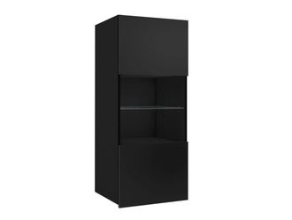 Mirjan24 Armario De Pared Remus I, Negro + Negro Brillante, 117x45cm, N&uacute;mero De Puertas: 132cm, Aglomerado Laminado, Vidrio Templado
