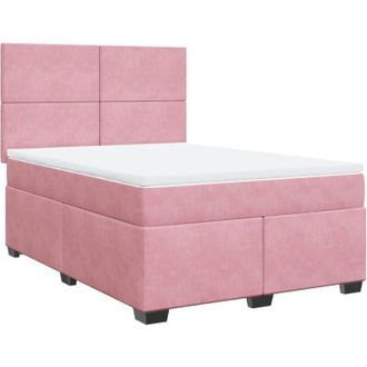 vidaXL Vidaxl - Cama Box Spring Con Colch&oacute;n Terciopelo Rosa 160x200 Cm