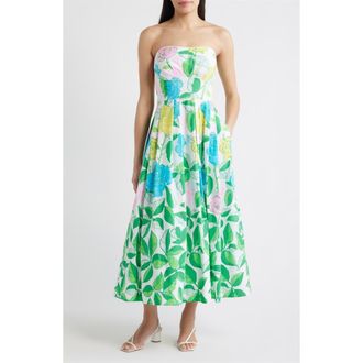 Lilly Pulitzer Kenni Floral Print Strapless Dress in Multi Rose Bud at Nordstrom, Size 12