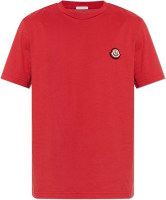 Moncler Logo Patch T-Shirt - Heren - T-shirts - Rood - XL - Katoen - Tops