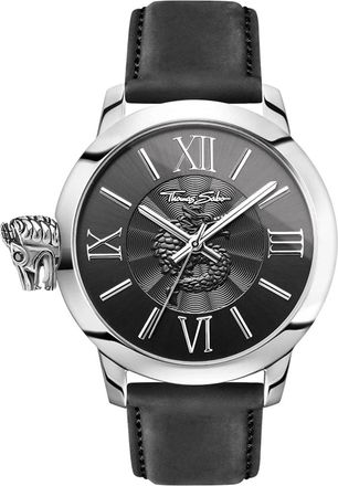 Thomas Sabo Rebel With Karma 46 mm Leren Armband Wa 0295-218-203-46 MM - Heren - Horloges - Zwart - ONE Size - Accessoires