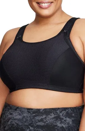 Glamorise Custom Control Sports Bra in Solid Black at Nordstrom, Size 36Dd