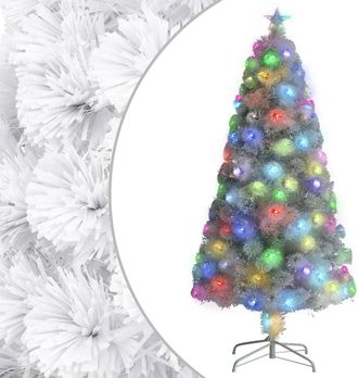 vidaXL Vidaxl - Rbol De Navidad Artificial Con Luces Fibra &Oacute;ptica Blanco 120cm