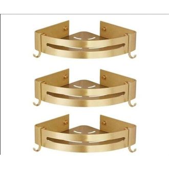 OEM Estante De Ducha Sin Taladrar, Estante De Ba&ntilde;o De Esquina, Estante De Ba&ntilde;o Starlight (oro Arena Brillante, 3 Niveles) -crezuo