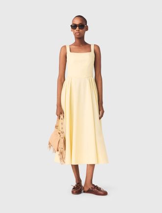 Maje Flared Rhinestone-trim Midi Dress - Yellow - Maje