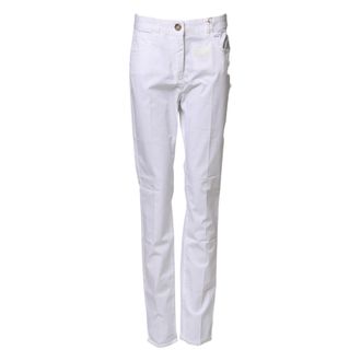 PESERICO White Cotton Skinny Mid Waist Chino Trouser Womens Pants (Pre-Owned)