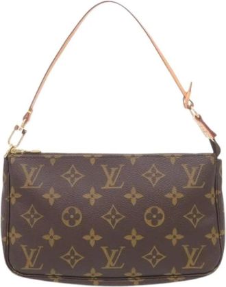 Louis Vuitton Pre-owned Monogram Canvas Pochette - Dames - Vintage Schoudertas - Bruin - ONE Size - Leer - Vintage
