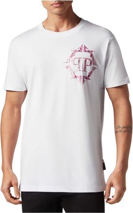 Philipp Plein T-shirt Round Neck SS Chrome - Heren - T-shirts - Wit - S - Katoen - Tops