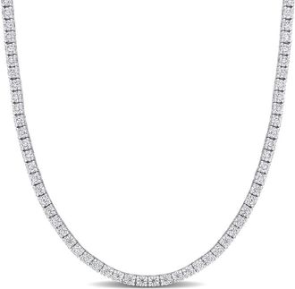 Amour 12 1/2 CT DEW Created Moissanite Tennis Necklace In Sterling Silver