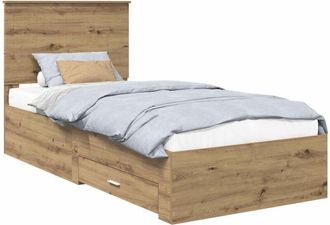 vidaXL Estructura De Cama Con Cabecera Roble Artesanal 90 X 200 Cm Vidaxl