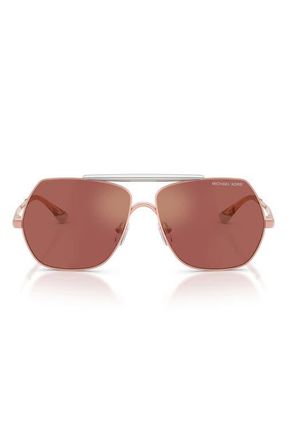 Michael Kors Denver 58mm Pilot Sunglasses in Rose Gold /Wine Mirror at Nordstrom