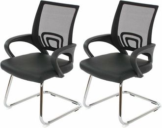 Hhg Hhg - Lote De 2 Sillones De Conferencia Ancona, Sill&oacute;n De Visita, Polipiel Certificada Mvg, Negro