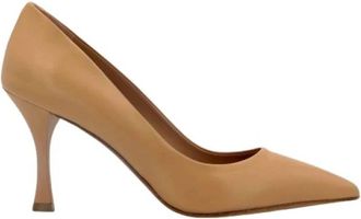 Gianmarco F. Leren hoge hakken in hazelnoot - Dames - Pumps - Bruin - 35 EU - Leer - Schoenen