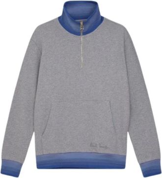 Paul Smith Grijze Zip-Neck Sweatshirt met Trechterhals - Heren - Vesten met rits - Grijs - S - Katoen - Hoodies & sweatvesten