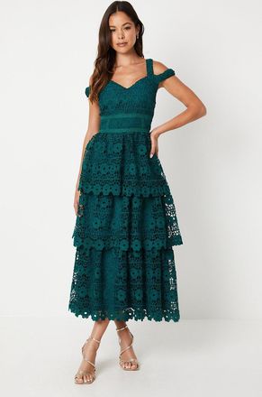 Coast Sweetheart Neckline Tiered Lace Midi Dress