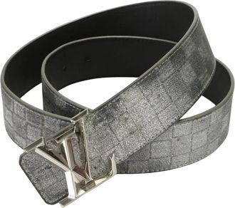 Louis Vuitton Pre-owned Belts, male, Gray, Size: ONE SIZE Pre-owned LV Initials 40Mm Belt Grey Leather