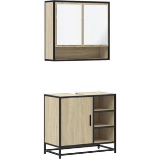 vidaXL Vidaxl - Set De Muebles De Ba&ntilde;o 2 Pzas Madera Contrachapada Roble Sonoma
