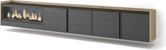 Skraut Home Skraut Home - Mueble Tv, Televisi&oacute;n, Muebles De Sal&oacute;n, Almacenaje, 315x35x50cm, Para Tv Hasta 80, Chimenea El&eacute;ctrica Xxl, Colgado, Suspendido, Estilo 