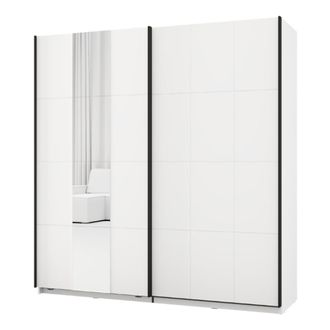 Dmora Armario 2 Puertas Asilah, Ropero De Dormitorio Con 2 Estantes, Barra Para Ropa, Apertura Corredera, 195x205h Cm Blanco Mate