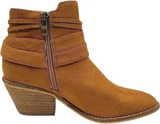 Corkys Womens Top Knot Faux Suede Ankle Boots In Cognac