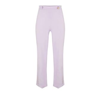 Elisabetta Franchi Logo Charm Broeken - Dames - Vrijetijds broeken - Paars - M - Leer - Broeken