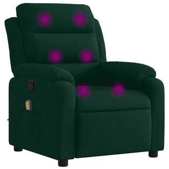 vidaXL Sill&oacute;n De Masaje Reclinable De Terciopelo Verde Oscuro Vidaxl