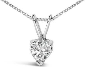 House of Brilliance 14K White Gold 1/4 Cttw 3-Prong Set Heart Shaped Solitaire Lab Grown Diamond 18 Pendant Necklace at Nordstrom