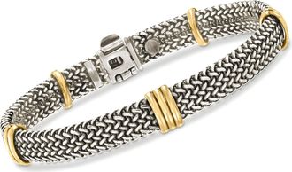 Ross-Simons Italian Sterling Silver and 18kt Bonded Gold Woven Bracelet