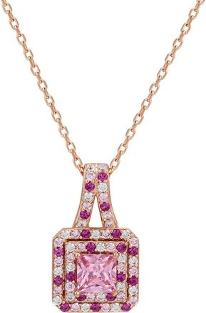 Suzy Levian Halo Pendant Necklace in Pink at Nordstrom Rack