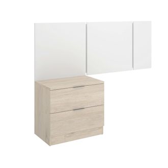 Dmora Dmora - Cabecero De Cama Chanhom, Atr&aacute;s, Cabecero De Dormitorio, Reposacabezas, 157x34 H96 Cm, Blanco Y Roble