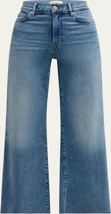 Frame Denim Le Palazzo Wide-Leg Raw-Hem Cropped Jeans
