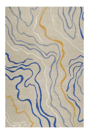 Esprit Alfombra de dise&ntilde;o abstracto beige, hecha a mano, 80x150