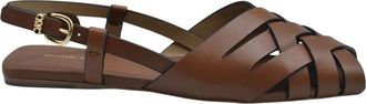 Michael Kors Irene Woven Leather Slingback Sandal - Dames - Sandalen - Bruin - 39 EU - Leer - Schoenen