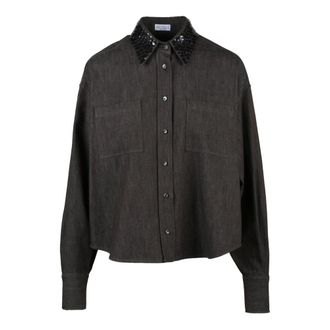 Brunello Cucinelli Dames, Blouses & Shirts, Bruin, Maat: XS Denim