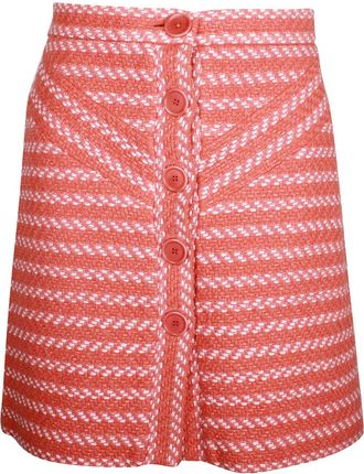 Maje Button-Front A-Line Skirt in Orange Acrylic
